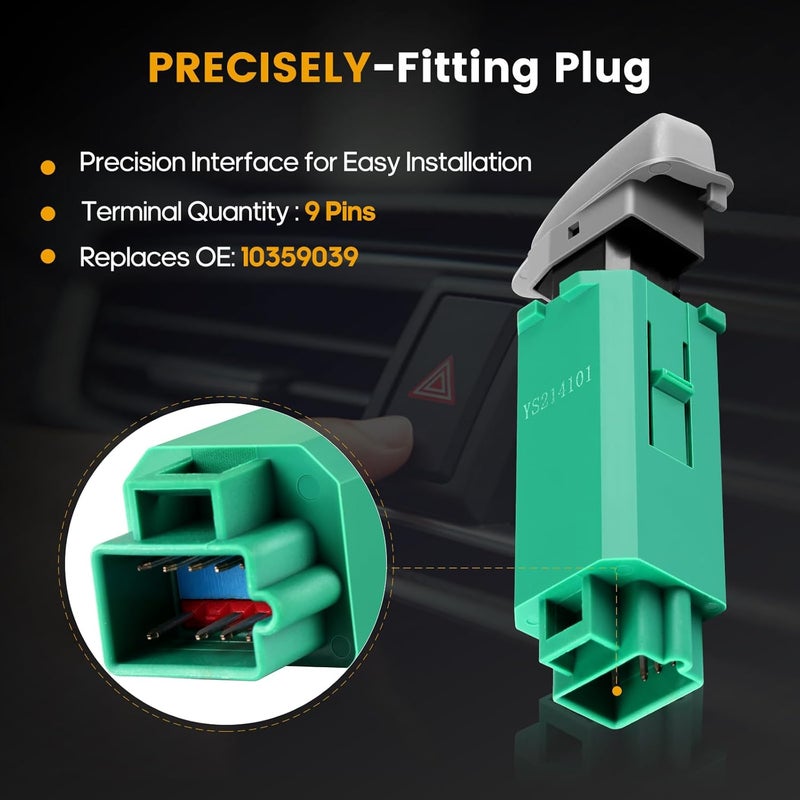 ROADFAR fits for 1999-2005 Pontiac Grand AM Hazard Warning Switch Control Switch Factory Replace OE# 10359039 - Image 5